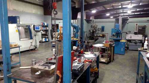 Interior of the Peliton Plastics machine shop in Valdosta, Georgia