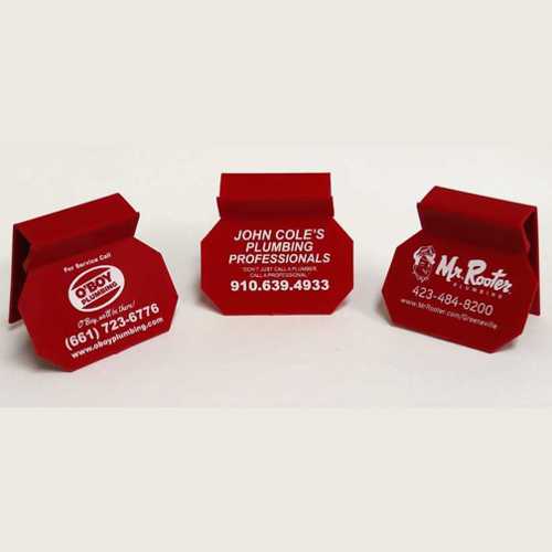 Toilet tank Promo tags molded and pad printed by Peliton Toilet tank tag molded and pad printed by Peliton